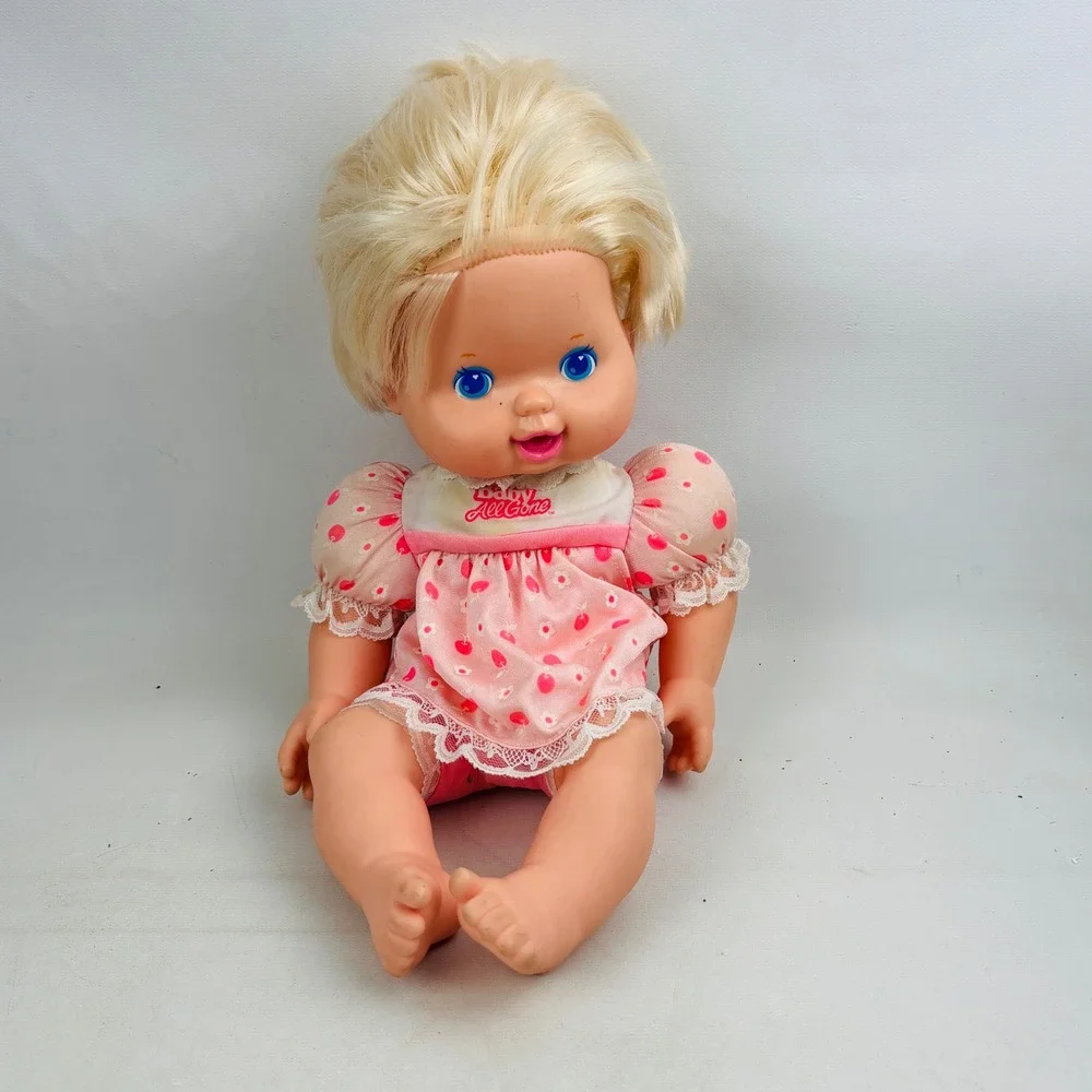Vintage Kenner Baby All Gone Doll Only Blonde Blue Eyes Pink Cherry Dress 1992